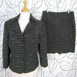 Tahari ASL Black & White Tweed Blazer Jacket & Skirt Suit Women's Size 12
